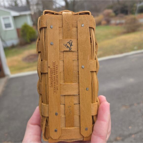 Longaberger Tan and Red Woven Basket - Picture 3 of 3